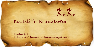 Kollár Krisztofer névjegykártya